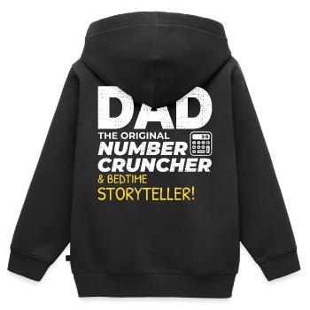 Comptable Papa Comptabilité Finance Financier Drôle - Sweat Premium à capuche zippé enfant bio - noir - Dos - AI Model Kid Male (0cm)