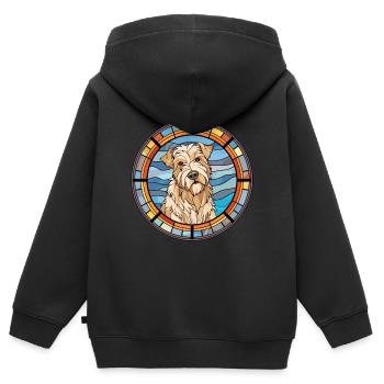 Glen d’Imaal Terrier chien race vitrail Colo - Sweat Premium à capuche zippé enfant bio - noir - Dos - AI Model Kid Male (0cm)