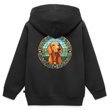 Hannoveraner Hund Rasse Buntes Glas Wat - Kinder Premium Organic Zip Hoodie - Schwarz - Hinten - AI Model Kid Male (0cm)