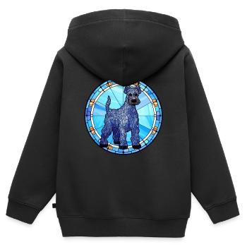Kerry Blue Terrier Hunderasse Buntglas Colorfu - Kinder Premium Organic Zip Hoodie - Schwarz - Hinten - AI Model Kid Male (0cm)