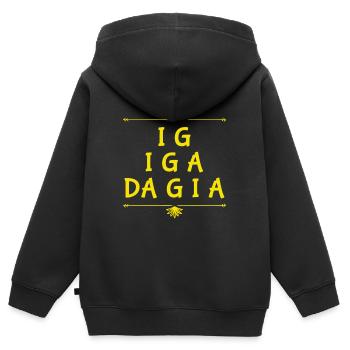 ich muss los - Kinder Premium Organic Zip Hoodie - Schwarz - Hinten - AI Model Kid Male (0cm)