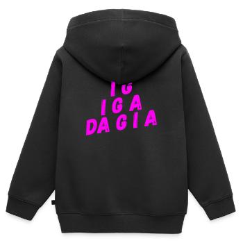 Gespräch auf bayrisch - Kinder Premium Organic Zip Hoodie - Schwarz - Hinten - AI Model Kid Male (0cm)