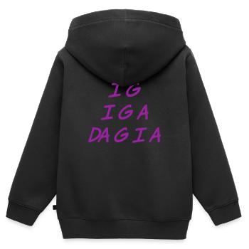 ich muss auch los - Kinder Premium Organic Zip Hoodie - Schwarz - Hinten - AI Model Kid Male (0cm)