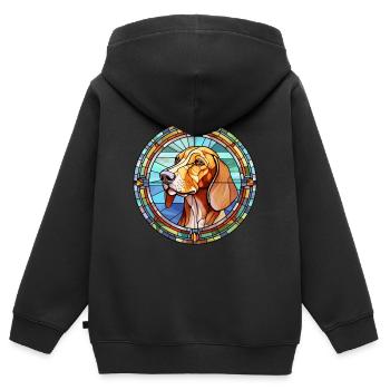 Polnischer Jagdhund Hunderasse Buntglasfarbe - Kinder Premium Organic Zip Hoodie - Schwarz - Hinten - AI Model Kid Male (0cm)