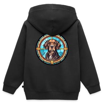 Portuguese Watchdog Dog Breed Stained Glass Colorf - Kids Premium Organic Zip-up Hoodie - black - Back - AI Model Kid Male (0cm)