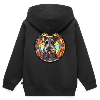 Standard Schnauzer chien race vitrail Colorfu - Sweat Premium à capuche zippé enfant bio - noir - Dos - AI Model Kid Male (0cm)