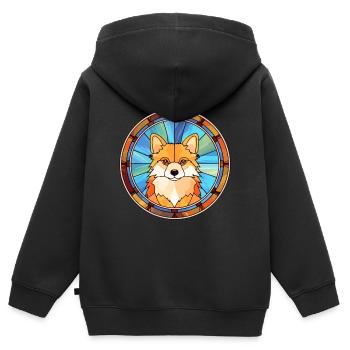 Jouet allemand Spitz chien race vitrail coloré - Sweat Premium à capuche zippé enfant bio - noir - Dos - AI Model Kid Male (0cm)