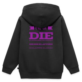 ich steh auf Zungenbrecher - Kinder Premium Organic Zip Hoodie - Schwarz - Hinten - AI Model Kid Male (0cm)