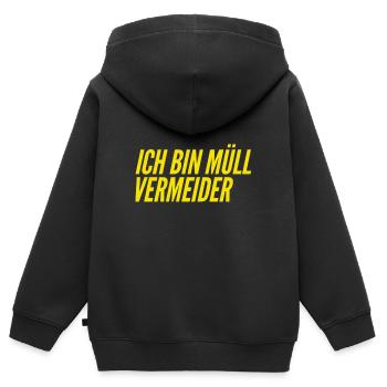 Müllvermeidung ist wunderbar - Kinder Premium Organic Zip Hoodie - Schwarz - Hinten - AI Model Kid Male (0cm)