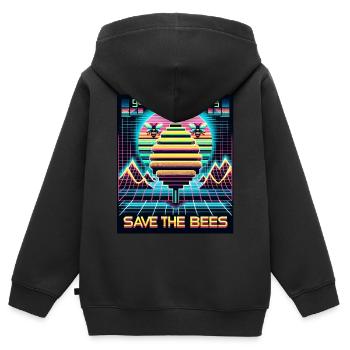 Retro-Futurismus Bienenrettung (Save the Bees) - Kinder Premium Organic Zip Hoodie - Schwarz - Hinten - AI Model Kid Male (0cm)