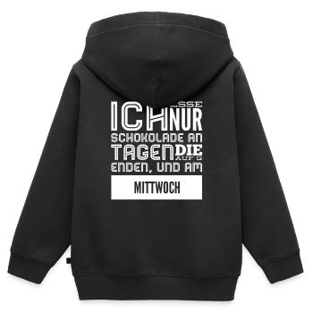 ich stehe auf Schokolade - Kinder Premium Organic Zip Hoodie - Schwarz - Hinten - AI Model Kid Male (0cm)