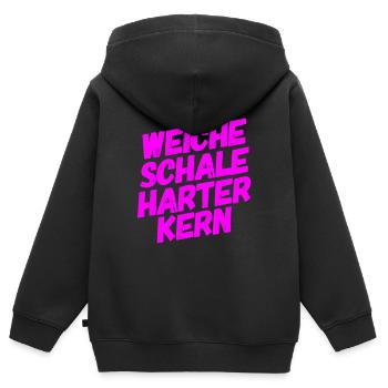 weiche Schale - Kinder Premium Organic Zip Hoodie - Schwarz - Hinten - AI Model Kid Male (0cm)
