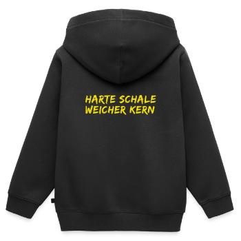 ich habe eine harte Schale - Kinder Premium Organic Zip Hoodie - Schwarz - Hinten - AI Model Kid Male (0cm)