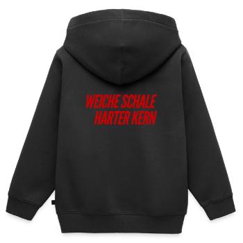 meine Schale ist weich - Kinder Premium Organic Zip Hoodie - Schwarz - Hinten - AI Model Kid Male (0cm)