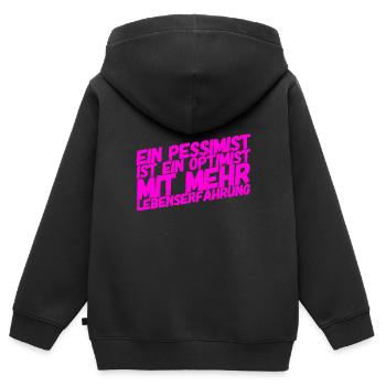 pessimistischer Optimist - Kinder Premium Organic Zip Hoodie - Schwarz - Hinten - AI Model Kid Male (0cm)
