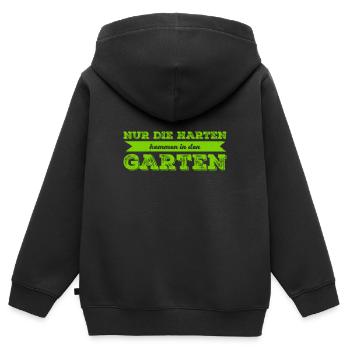 kommst du in den Garten? - Kinder Premium Organic Zip Hoodie - Schwarz - Hinten - AI Model Kid Male (0cm)