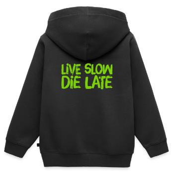 alt werden - Kinder Premium Organic Zip Hoodie - Schwarz - Hinten - AI Model Kid Male (0cm)