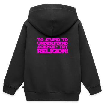 Religion ist nicht so schwer - Kinder Premium Organic Zip Hoodie - Schwarz - Hinten - AI Model Kid Male (0cm)