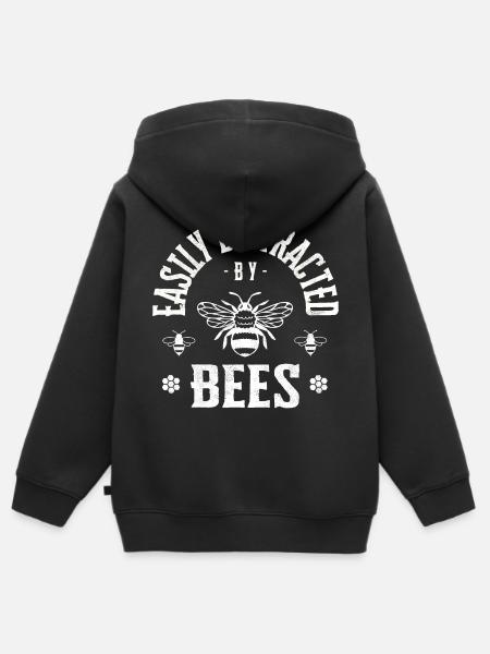 Easily distracted by bees - Kinder Premium Organic Zip Hoodie - Schwarz