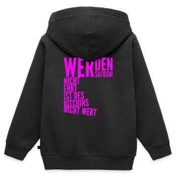ich bin es wert - Kinder Premium Organic Zip Hoodie - Schwarz - Hinten - AI Model Kid Male (0cm)