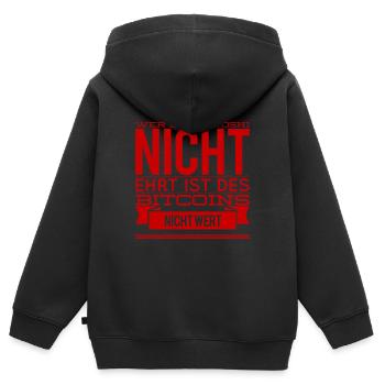 den Satoshi ehren - Kinder Premium Organic Zip Hoodie - Schwarz - Hinten - AI Model Kid Male (0cm)