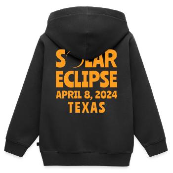Éclipse solaire 2024 Texas - Sweat Premium à capuche zippé enfant bio - noir - Dos - AI Model Kid Male (0cm)