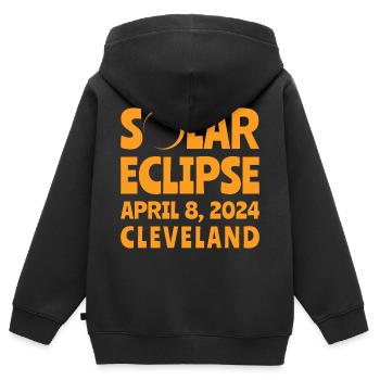 Éclipse solaire 2024 Cleveland, Ohio - Sweat Premium à capuche zippé enfant bio - noir - Dos - AI Model Kid Male (0cm)