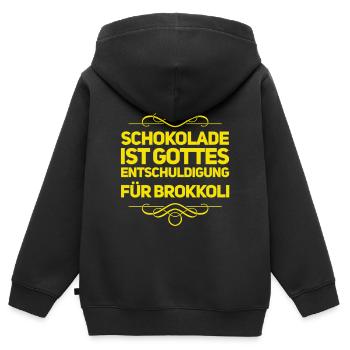 L’excuse du brocoli - Sweat Premium à capuche zippé enfant bio - noir - Dos - AI Model Kid Male (0cm)