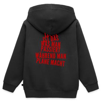 ich plane nicht mehr - Kinder Premium Organic Zip Hoodie - Schwarz - Hinten - AI Model Kid Male (0cm)