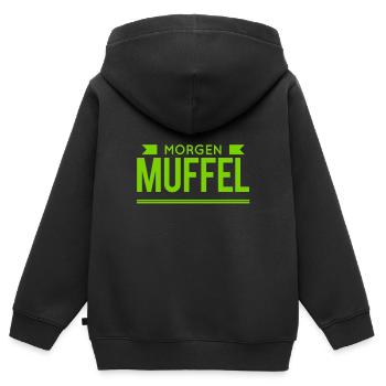 Morgenmuffel - Kinder Premium Organic Zip Hoodie - Schwarz - Hinten - AI Model Kid Male (0cm)