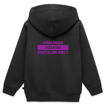 analog geht immer - Kinder Premium Organic Zip Hoodie - Schwarz - Hinten - AI Model Kid Male (0cm)