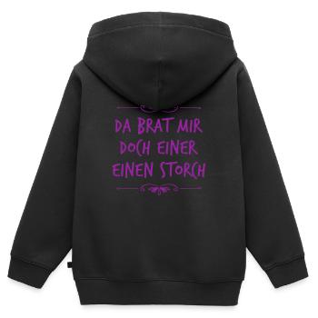 Je ne m’attendais pas à ça - Sweat Premium à capuche zippé enfant bio - noir - Dos - AI Model Kid Male (0cm)