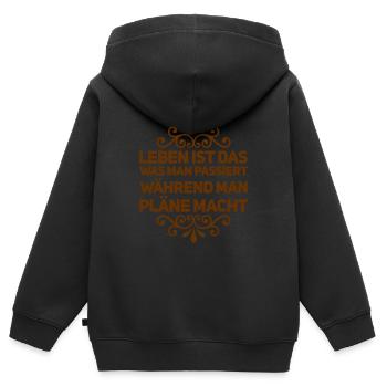 hör auf zu planen - Kinder Premium Organic Zip Hoodie - Schwarz - Hinten - AI Model Kid Male (0cm)
