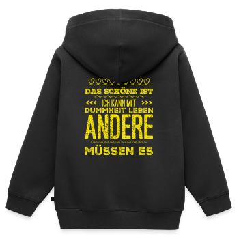 Des gens stupides - Sweat Premium à capuche zippé enfant bio - noir - Dos - AI Model Kid Male (0cm)