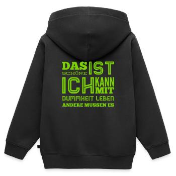 Stupidity is funny - Kids Premium Organic Zip-up Hoodie - black - Back - AI Model Kid Male (0cm)