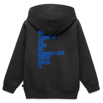 the stupidity of men - Kids Premium Organic Zip-up Hoodie - black - Back - AI Model Kid Male (0cm)