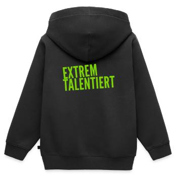 ich habe Talent - Kinder Premium Organic Zip Hoodie - Schwarz - Hinten - AI Model Kid Male (0cm)