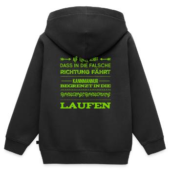 C’est un peu flou - Sweat Premium à capuche zippé enfant bio - noir - Dos - AI Model Kid Male (0cm)