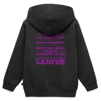 in die richtige Richtung laufen - Kinder Premium Organic Zip Hoodie - Schwarz - Hinten - AI Model Kid Male (0cm)