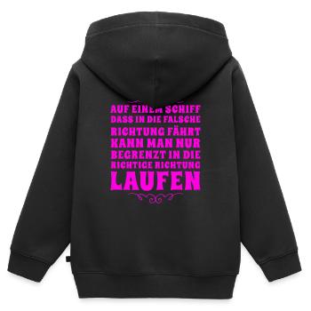 die Richtung muss stimmen - Kinder Premium Organic Zip Hoodie - Schwarz - Hinten - AI Model Kid Male (0cm)