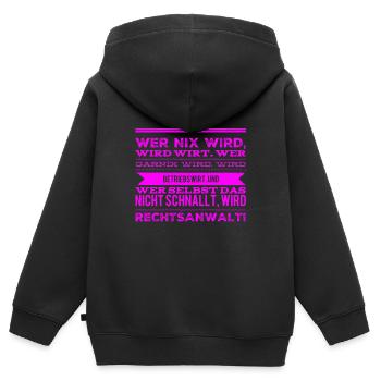 bist du ein Rechtsanwalt? - Kinder Premium Organic Zip Hoodie - Schwarz - Hinten - AI Model Kid Male (0cm)
