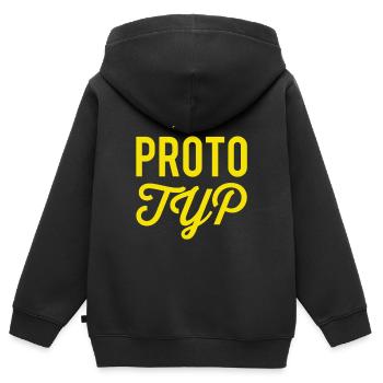 so sieht ein Prototyp aus - Kinder Premium Organic Zip Hoodie - Schwarz - Hinten - AI Model Kid Male (0cm)