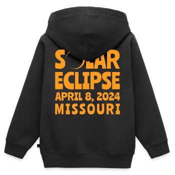 éclipse solaire 2024 Missouri - Sweat Premium à capuche zippé enfant bio - noir - Dos - AI Model Kid Male (0cm)
