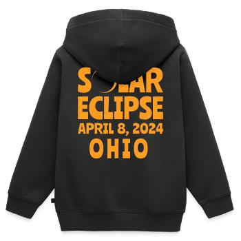 Éclipse Solaire 2024 Ohio - Sweat Premium à capuche zippé enfant bio - noir - Dos - AI Model Kid Male (0cm)