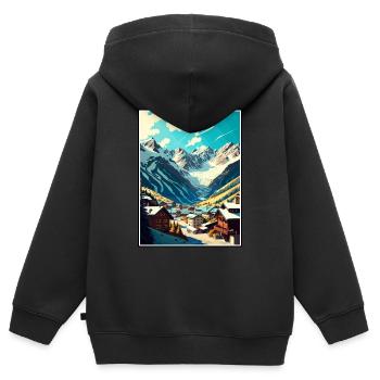 Soelden Austria Vintage Reiseposter WPA Souvenir - Kinder Premium Organic Zip Hoodie - Schwarz - Hinten - AI Model Kid Male (0cm)