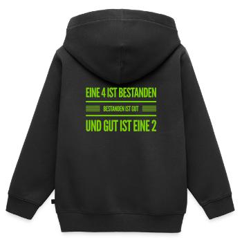 eine 4 ist bestanden - Kinder Premium Organic Zip Hoodie - Schwarz - Hinten - AI Model Kid Male (0cm)