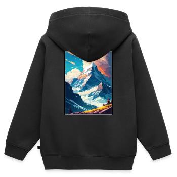 Eiger Suisse Vintage Voyage Poster Souvenir - Sweat Premium à capuche zippé enfant bio - noir - Dos - AI Model Kid Male (0cm)