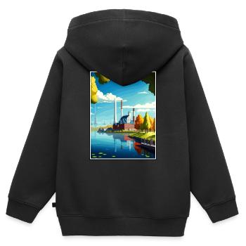 Wolfsburg Germany Vintage Travel Poster Souvenir - Kids Premium Organic Zip-up Hoodie - black - Back - AI Model Kid Male (0cm)