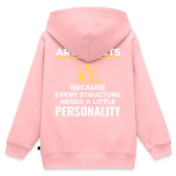 Architectes : chaque structure a besoin de personnalité ! 🏰 - Sweat Premium à capuche zippé enfant bio - rose - Dos - AI Model Kid Female (0cm)