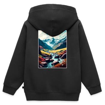 Hohe Tauern Österreich Park Vintage Reiseposter WPA - Kinder Premium Organic Zip Hoodie - Schwarz - Hinten - AI Model Kid Male (0cm)